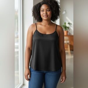 NWOT Lane Bryant Plus Size Black Camisole Top Adjustable Straps - Size 26/28